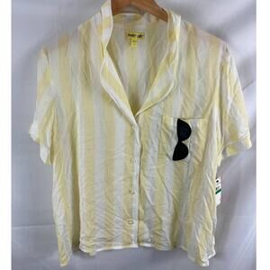 NWT Shady Lady Yellow Button Down Pajama Top L